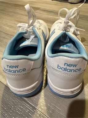 New Balance White & Light Blue Sneakers